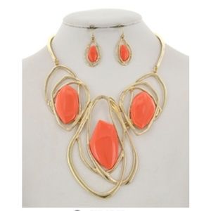 Peach necklace set